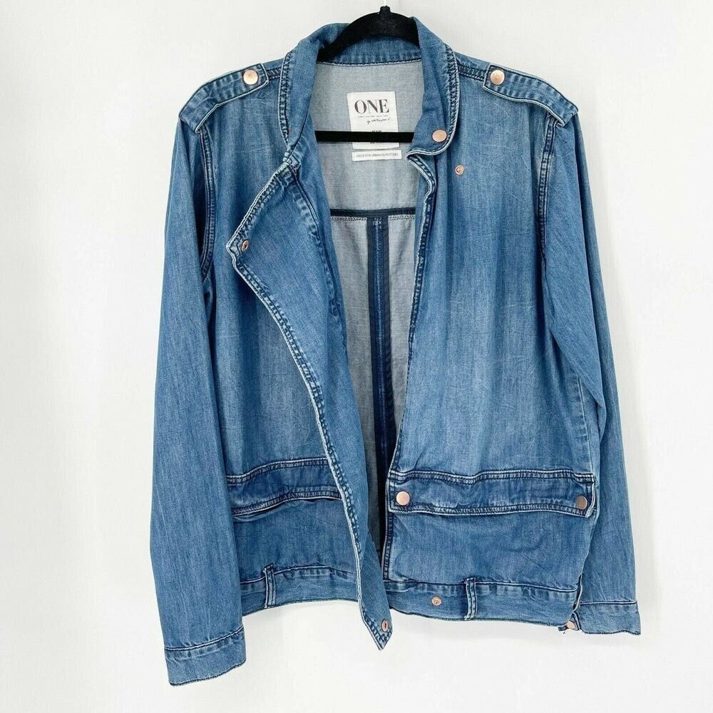One Teaspoon Urban Outfitters Slouchy‎ Denim Jean Jacket Sz S Blue Pockets Snaps